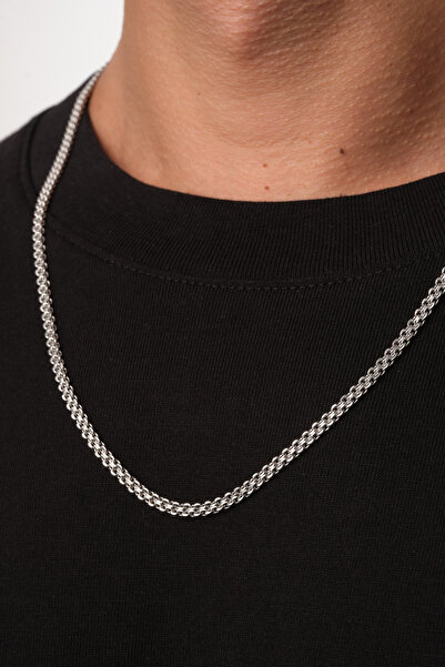 ByFlorya Jewelry Çelik Örme Erkek Zincir Kolye Forse Zincir 3mm Kararmaz