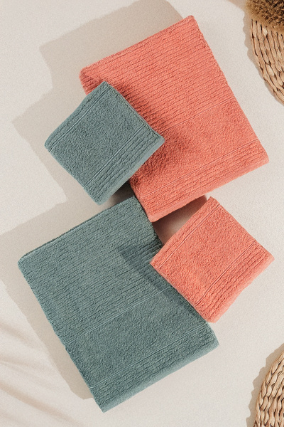 Isessia Ece 4-Piece Bath Towel Set Turkish Bath Set 100% Cotton