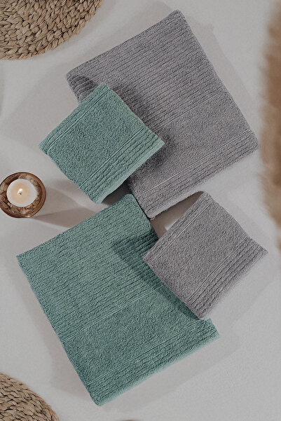 Isessia 4-Piece Bath Towel Set Bath Set 100% Cotton