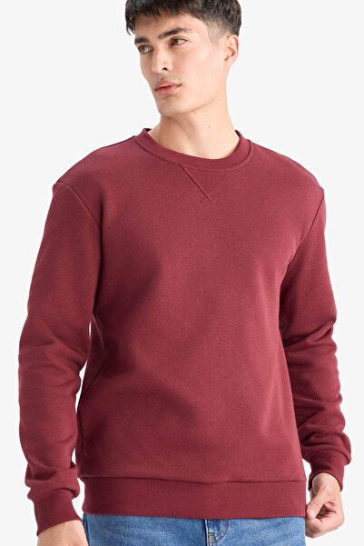 DeFacto Regular Fit Bordo Erkek Sweatshirt T3777AZ/BR194