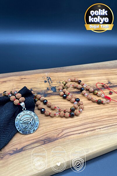 Balzamin Design قلادة مالا من الحجر الطبيعي عين حورس |   رودراكشا، عين النمر،...