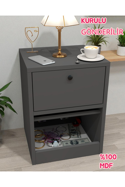 KONAK EV EŞYALARI Kili Gizli Bölmeli Komodin,MDF,Kurulu Gönderilir,Montaj Gerekmez