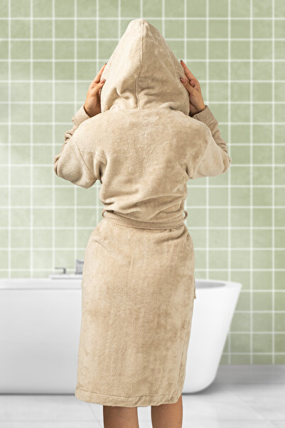 BOOVI Sand Robe - Unisex Kapşonlu Bornoz Doğal Yöntemlerle Rafine Edilmiş Bornoz