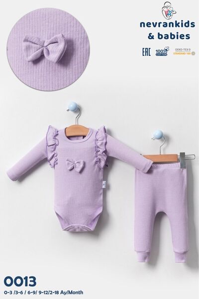 nevrankids Kız Çocuk Giyim Fitilli Alt Üst Kurdeleli Fırfırlı Takım