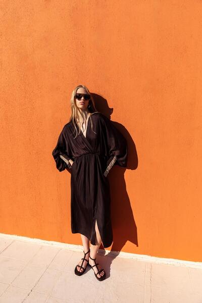 KAMEYA Sleeve Embroidered Double Breasted Dress 25S40719