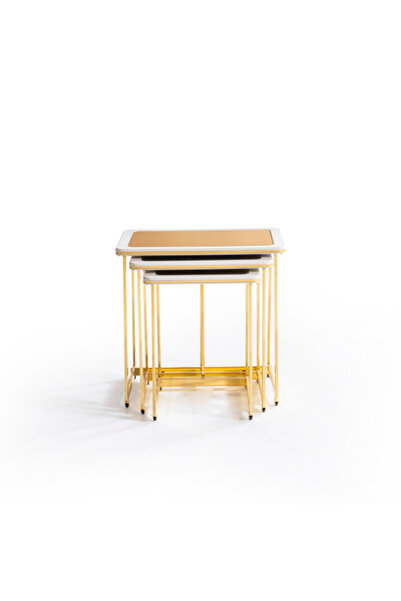 Arvenza Home PRESTİJ ZİGON SEHPA, EKRU-GOLD