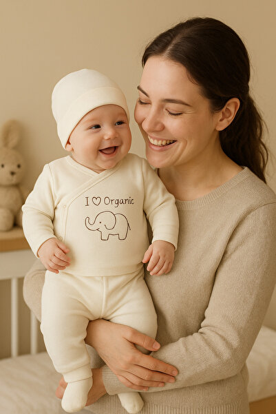 Tois Baby طقم أطفال عضوي من إنتاج المستشفى من عمر 0-3 أشهر لون إكرو