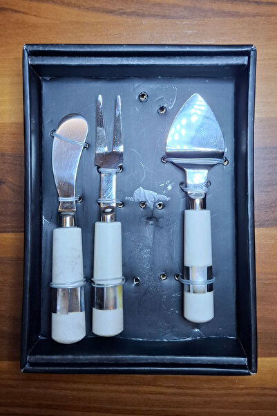 ABBETC Jumbo Brand Romano Marble Cheese Serving Set White 3 Pieces