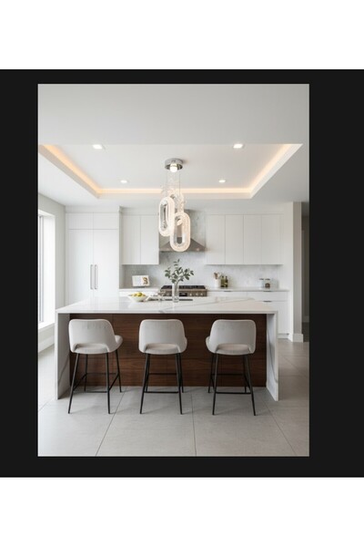 mayadesignlight Maya Avize 3'lü Badem Krom Renk Led Avize