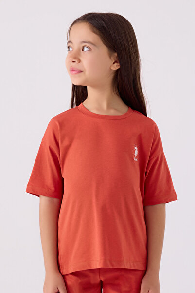 U.S. Polo Assn. Girl's Orange Bermuda Suit