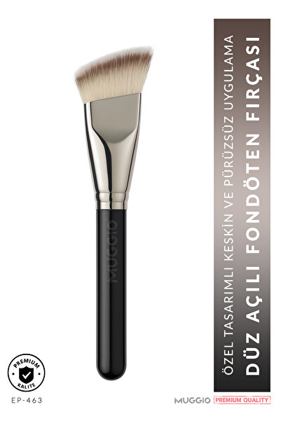 Muggio Düz Açılı Premium Fondöten, Allık, Kontür ve Sabitleme Makyaj Fırçası