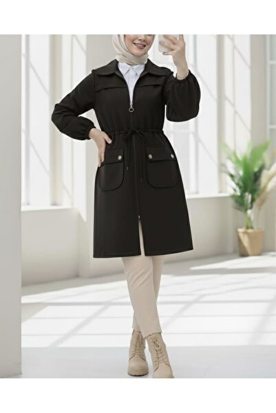 Modamorfo Black Stamped Cap - Elastic Sleeve, Ball Button Pocket and Zipper