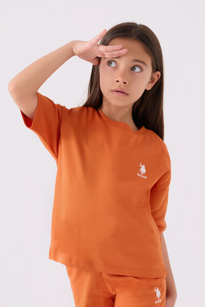 U.S. Polo Assn. Girl's Orange Bermuda Suit