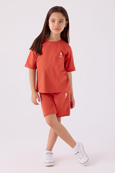 U.S. Polo Assn. Girl's Orange Bermuda Suit