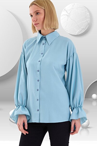 Butik Оверсайз блуза з рюшами з атласу