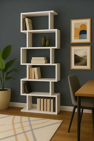 Urban Nouk Twistshelf 6 Bölmeli Dikey Kitaplık - Beyaz