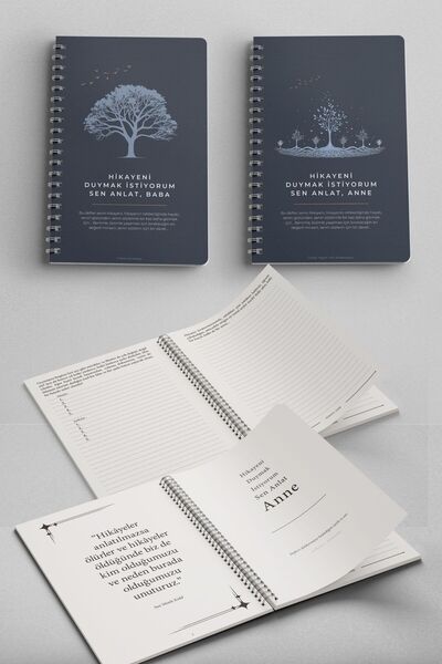 EcoNest Anne-Baba Set Hediye Etkileşimli Anı Defteri Hikayeni Duymak İstiyorum Bana Hikayeni Anlat İkili