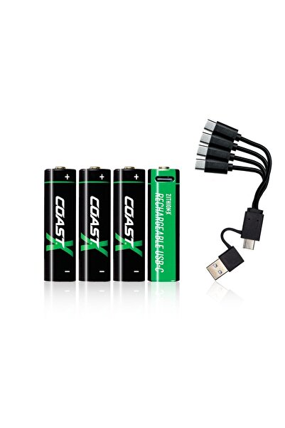 Coast Set 4 baterii AAA Reincarcabile Li-Ion USB-C 1.5V, 3000 mAh, 3760 mWh, ...