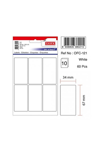 Tanex Etichetă albă pentru birou 10 bucăți Ofc-121
