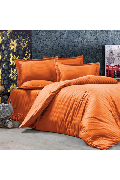 Alena Home Style طقم غطاء لحاف مزدوج مخطط من سلسلة الفنادق القطنية (مع ملاءة ...