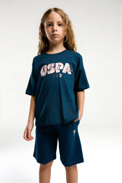 U.S. Polo Assn. Set bermude bleumarin pentru fete