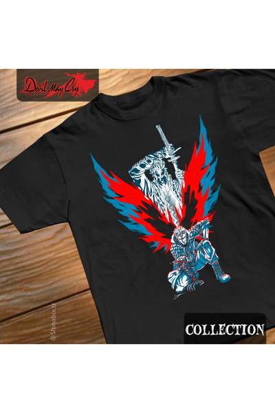 SHINOBIX تيشيرت ديفل ماي كراي نيرو ديفل بريكر مطبوع عليه طبعات متداخلة