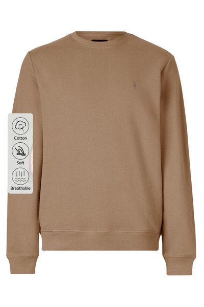 COMBİNE MİCHAİL Pánská mikina s výstřihem v karamelové barvě