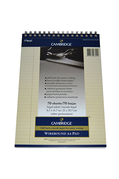 Mead Cambridge A4 Bloknot Çizgili 70 Yaprak Fildişi