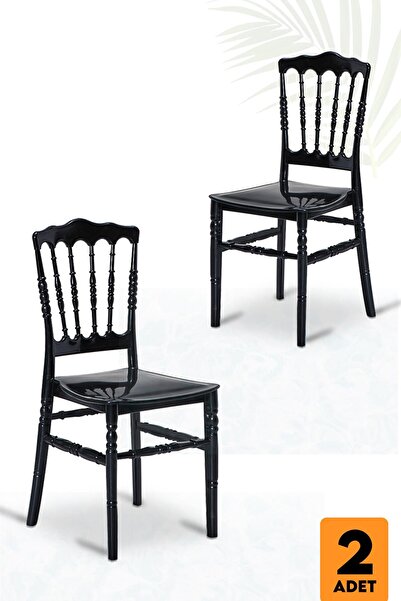 SANDALİE Home 2 Adet Miray Bahçe Balkon Mutfak Sandalye - Siyah