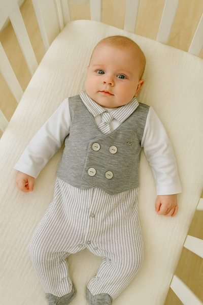 Yollo Kids Special Day and Hospital Release Baby Boy Tie Jumpsuit 0-9 Months