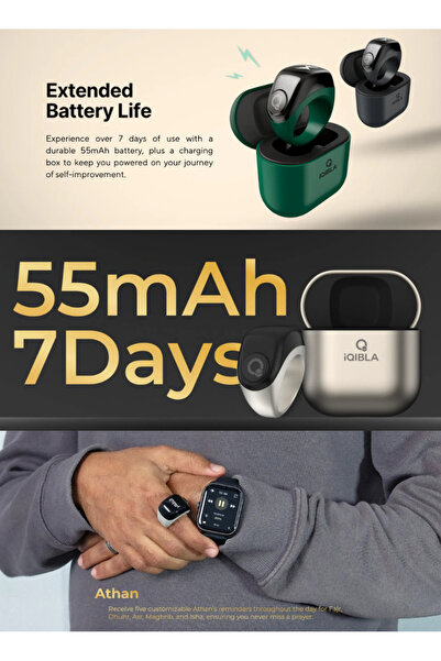 iqibla Zikr Ring Jood Pro – Smart Islamic Ring with Prayer Reminders, Tasbih Counter, Fitness Trac