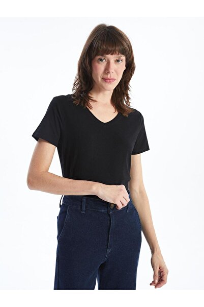 LC Waikiki Κλασικό γυναικείο μπλουζάκι με λαιμόκοψη σε σχήμα V (S5)