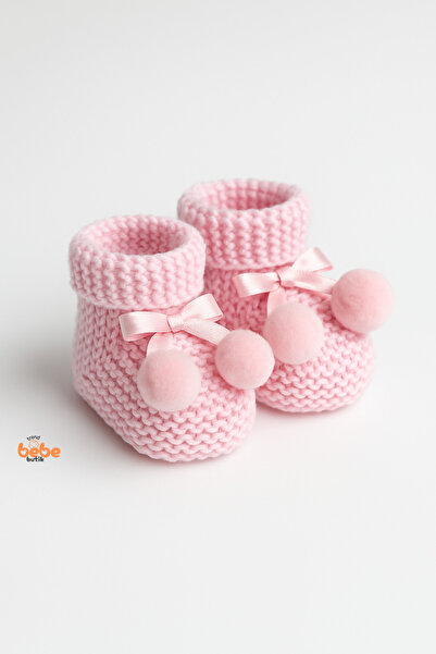 Trend Bebe Butik Kız Erkek Bebek Triko Patik – Ponponlu Fiyonklu Örgü Bebek Patik Çorap 1 Yaş Bebek Patiği