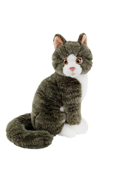 Generic Brand Sitting Gray Cat Plush Toy 22cm