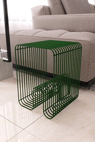 boz concept home VİYANA Tel Metal Tasarımlı Modern Paslanmaz Yan Sehpa, Dekoratif Metal Sehpa