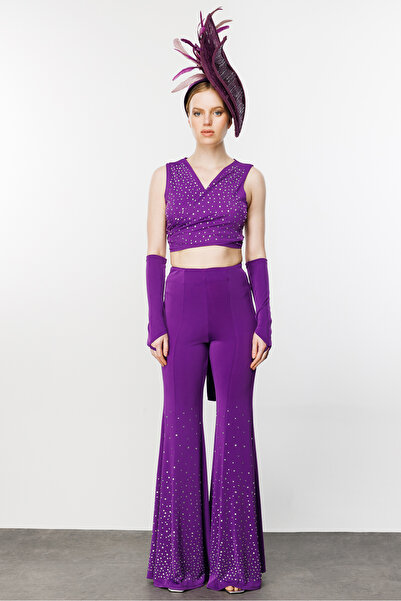 Promise by Yıldırım 3 Parça Taş Işlemeli Büstiyer Eldiven Ispanyol Paça Takım...