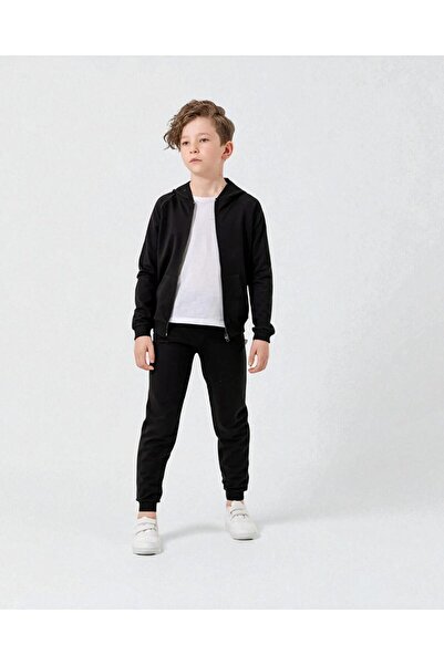 Ege Bebek Set de trening școlar sezonier cu glugă cu fermoar pentru băieți de 7-8-9-10 ani