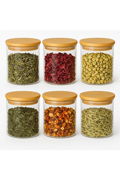Noah Exclusive Borosilicate Spice Jar 500 ml 6 Pieces - (90 mm X 100 mm) - Ba...
