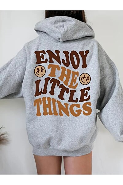 FUFLUNS استمتع بالأشياء الصغيرة سويت شيرت مطبوع كبير الحجم