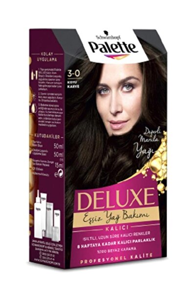 Palette Deluxe 3-0 Koyu Kahve 50 Zengin Yağ Bakımı Kit Saç Boyası Bakım Maskesi