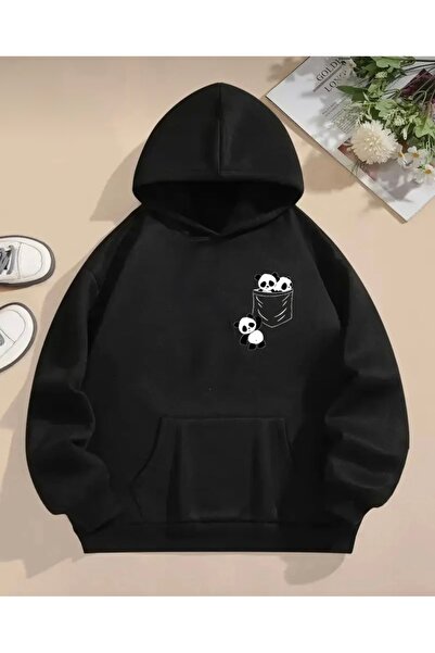 FUFLUNS سويت شيرت بقلنسوة للجنسين مطبوع عليه باندا للنساء/الرجال