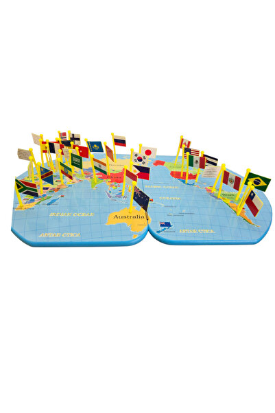 Depomiks Avm Wooden 36 World Flags Game I'M Learning Countries World Atlas with Flags