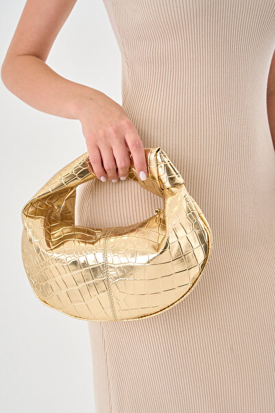 Çantacımstore Geantă de mână Mini Jordie pentru femei Croco Gold