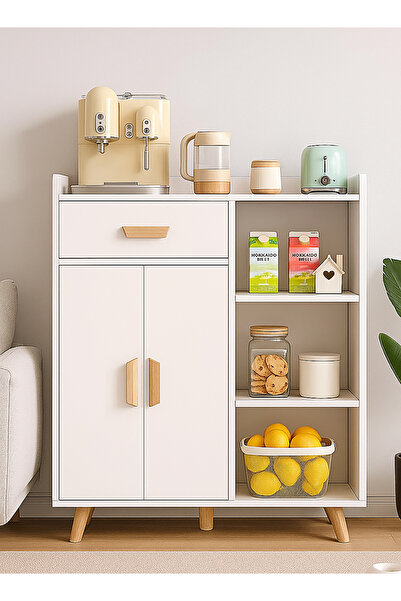 AGD خزانة زاوية للقهوة مع درج تخزين، وخزانة جانبية بطبقة قابلة للتعديل، وكابي...