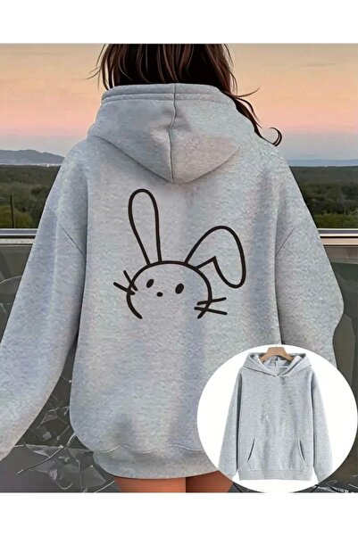 FUFLUNS Rabbit Printed Oversized Unisex Women/Men Hoodie Sweatshirt