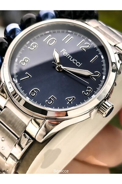 Ferrucci Erkek Kol Saati, Rakamlı, Gümüş Renk, Çelik Kordon,Bileklik Hediyeli