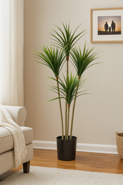 DRAMA HOME شجرة صناعية دراسينا مارجيناتا بطول 120 سم – ديكور فاخر للمنزل والم...