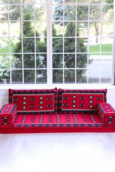 BAKIRÖZÜ HOME Şark Köşesi Takımı , Oturma Grubu Yer Minderi Koltuk Takımı (sü...