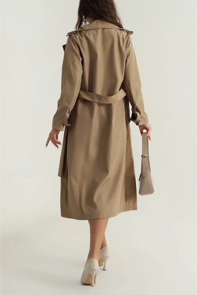 Viondor Women's Regular Double Breasted Collar Buttoned Belted Long Trench Coat 5711045