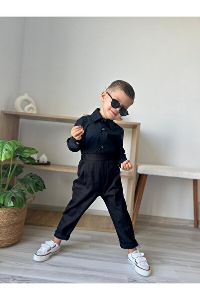 favorimkids Baby Kids Black Pantalon Shirt Set 1-5 Years